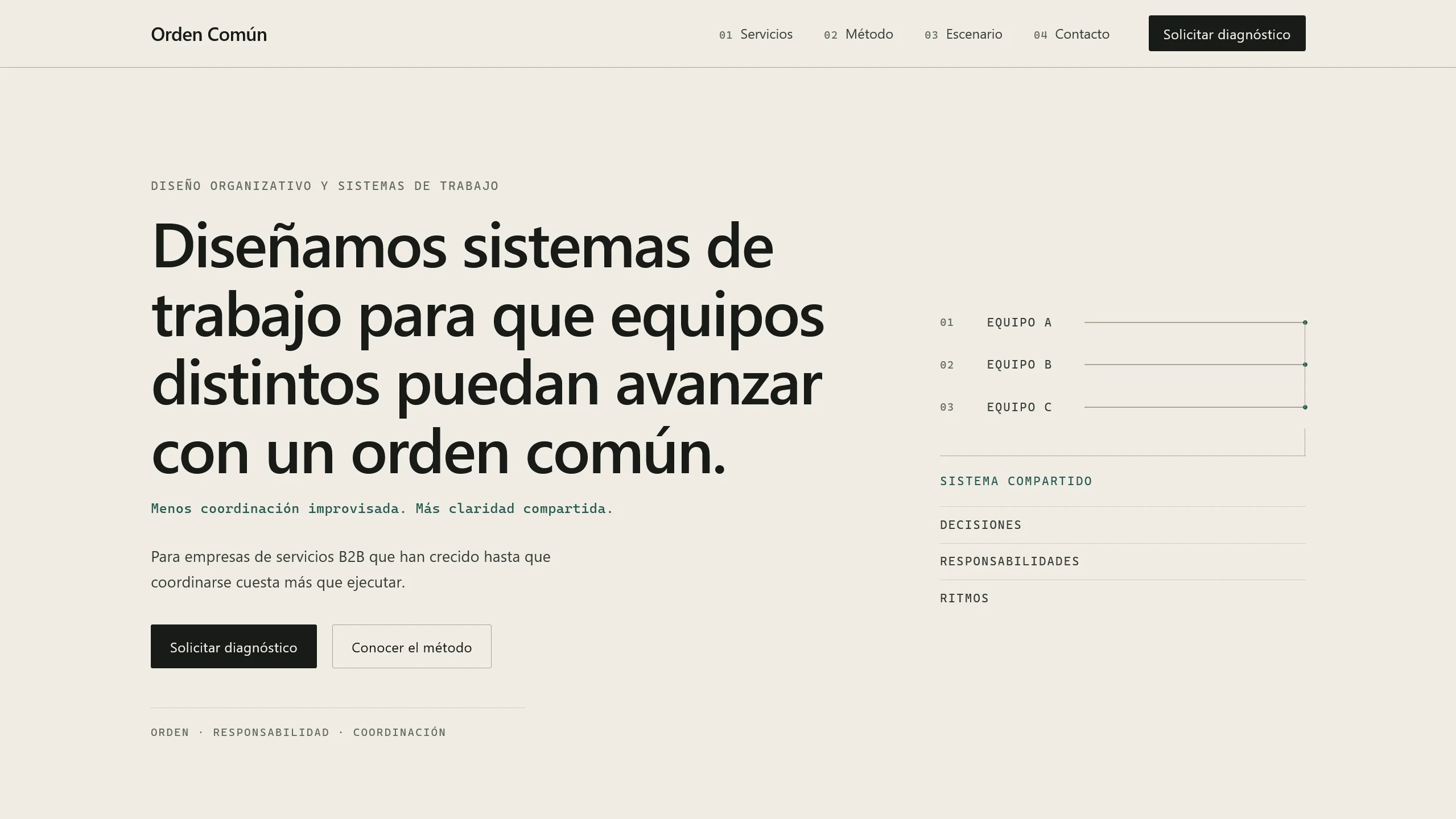Portada del concepto corporativo ficticio Orden Común.